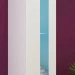Vigo New Κρεμαστή Βιτρίνα Σαλονιού από Μοριοσανίδα με Τζάμι & Φωτισμό White / White Gloss 40x30x180cm