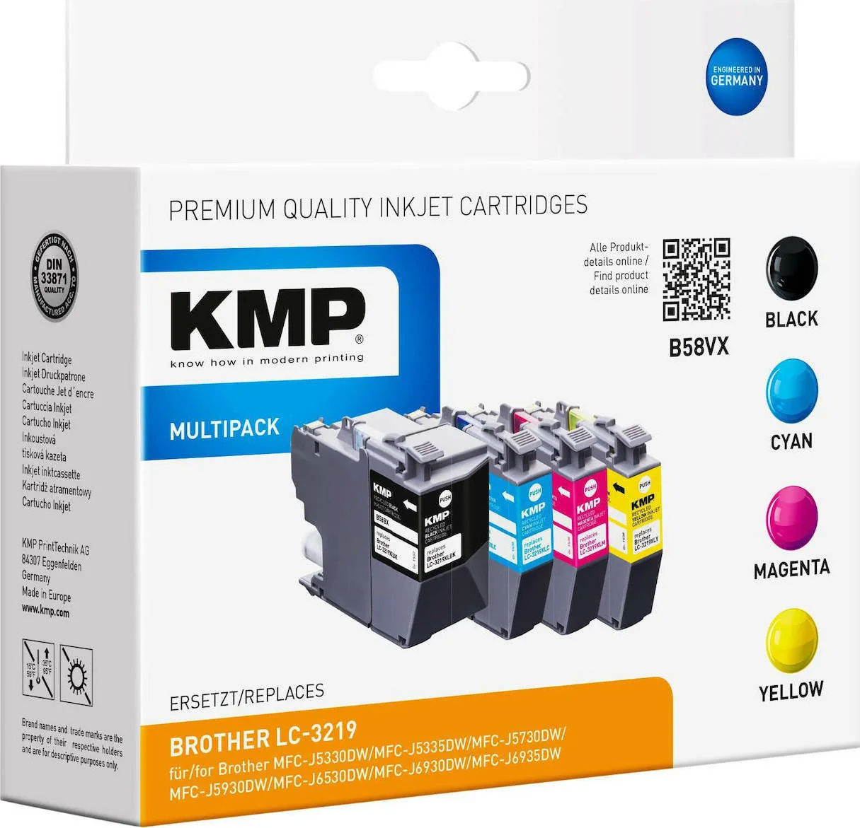 20210303155510_kmp_symvato_melani_brother_lc_3219valdr_color KMP B58VX Πακέτο Συμβατών Μελανιών Εκτυπωτή InkJet Brother LC3219XL BK/C/M/Y Πολλαπλό (Color) / Μαύρο 1537,4005 - Image 1