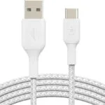 Belkin Braided USB 2.0 Cable USB-C male - USB-A 15W Λευκό 2m (CAB002BT2MWH)