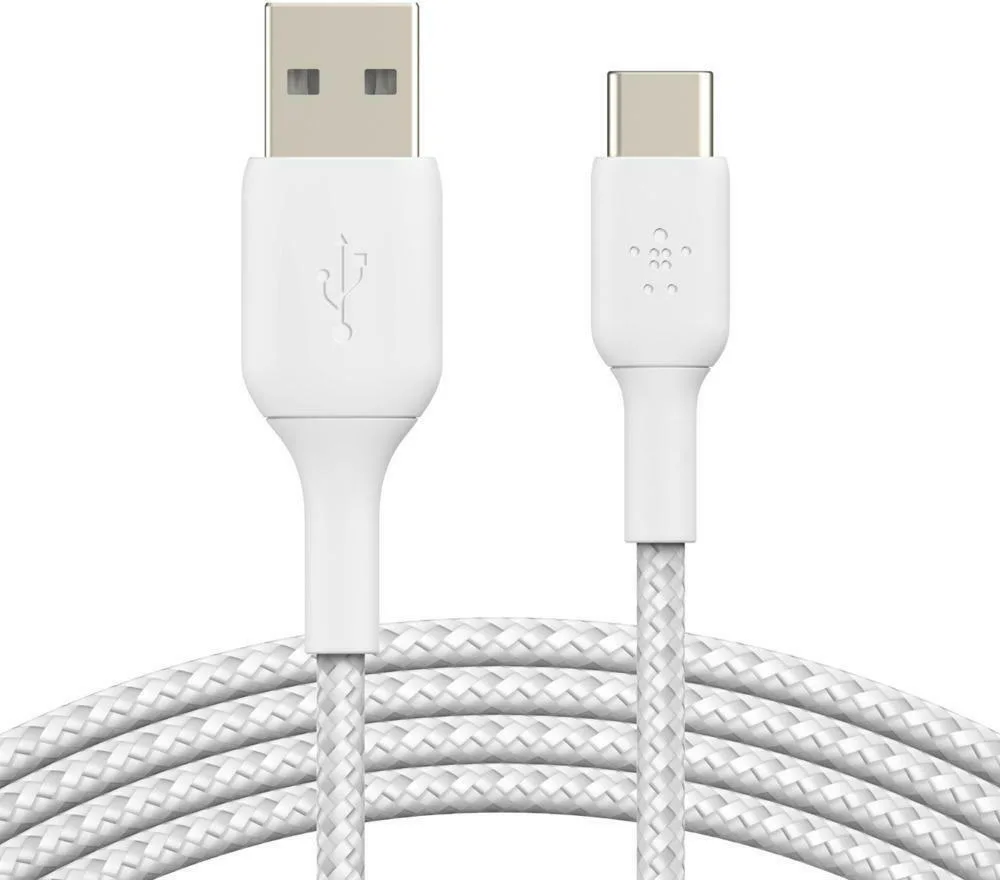 Belkin Braided USB 2.0 Cable USB-C male - USB-A 15W Λευκό 2m (CAB002BT2MWH) - Image 1