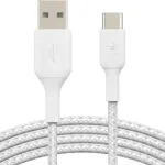 Belkin Braided USB 2.0 Cable USB-C male - USB-A 15W Λευκό 1m (CAB002BT1MWH)