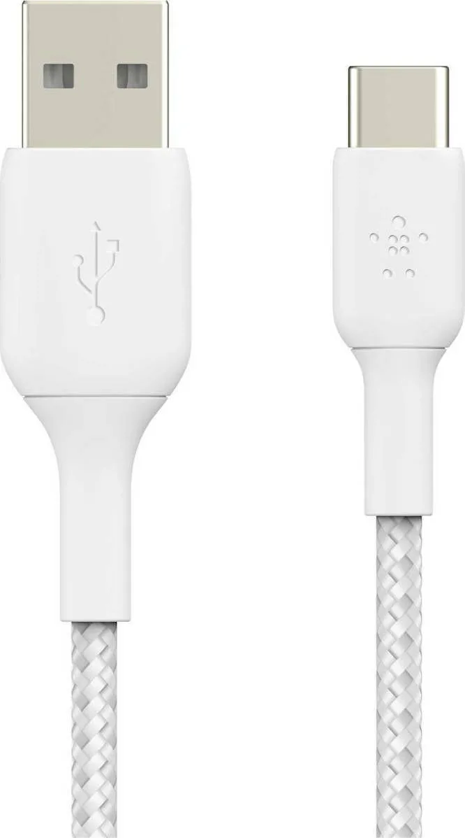 Belkin Braided USB 2.0 Cable USB-C male - USB-A 15W Λευκό 3m (CAB002bt3MWH) - Image 1