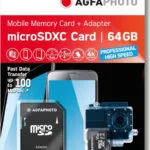 AgfaPhoto Professional microSDXC 64GB Class 10 U3 V30 A1 High Speed με αντάπτορα
