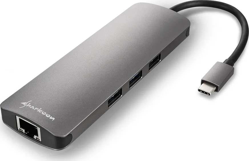 20210305132822_54bec2bc Sharkoon USB-C Docking Station με HDMI 4K PD Ethernet Γκρι (4044951026739) - Image 1