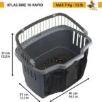 Ferplast Atlas Rapid Καλάθι Ποδηλάτου για Μεταφορά Σκύλου έως 7kg Γκρι Μ41xΠ31xΥ31εκ.