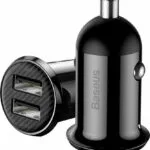 Baseus Grain Pro Φορτιστής Αυτοκινήτου 4.8A με Θύρες: 2xUSB Μαύρο Χρώμα CCALLP-01