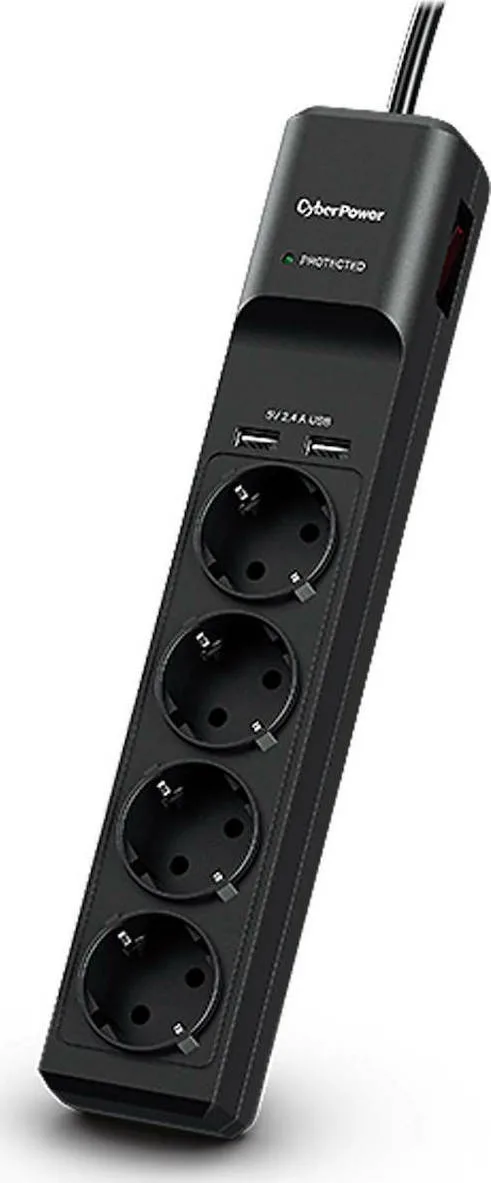 20210402163009_cyberpower_polyprizo_asfaleias_4_theseon_me_usb_p0420sud0_fr CyberPower Πολύπριζο 4 Θέσεων με 2 USB-A και Καλώδιο 1.8m P0420SUD0-FR - Image 1