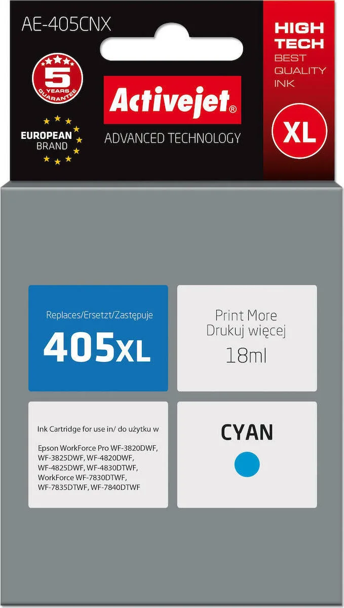 20210422113352_active_jet_symvato_melani_epson_405xl_kyano Active Jet Συμβατό Μελάνι Εκτυπωτή InkJet Epson 405XL 1100 Σελίδων 18ml Κυανό 1τμχ AE-405CNX - Image 1