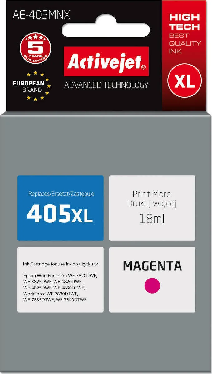 20210422113420_active_jet_symvato_melani_epson_405xl_matzenta Active Jet Συμβατό Μελάνι Εκτυπωτή InkJet Epson 405XL 1100 Σελίδων 18ml Ματζέντα 1τμχ AE-405MNX - Image 1