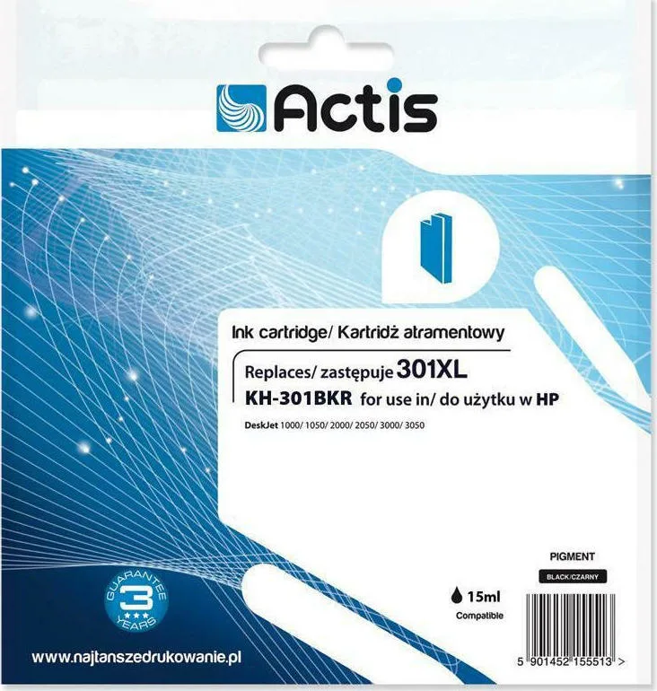 20210427085237_86f24798 Actis Συμβατό Μελάνι Εκτυπωτή InkJet HP 301XL CH563EE 20ml Μαύρο - Image 1