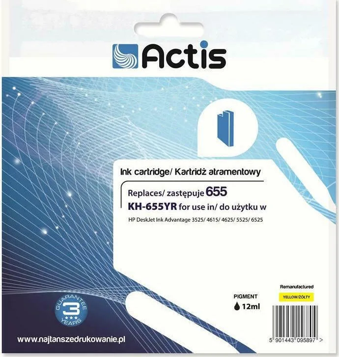 20210427085238_e68acdac Actis Συμβατό Μελάνι Εκτυπωτή InkJet HP 655 CZ112AE 12ml Κίτρινο 1τμχ KH-655YR - Image 1