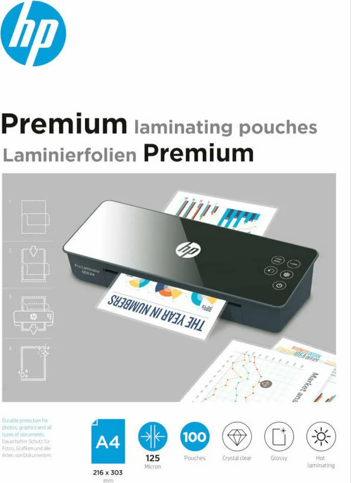 20210513104727_hp_9124_premium_fylla_plastikopoiisis_gia_a4_125mic_100tmch HP 9124 Premium Φύλλα Πλαστικοποίησης για Α4 125mic 100τμχ - Image 1