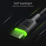 Green Cell Cell Ray Braided / LED USB 2.0 Cable USB-C male - USB-A Μαύρο 2m (KABGC13)