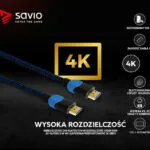 Savio HDMI 2.0 Braided Cable HDMI male - HDMI male 3m Μαύρο GCL-05