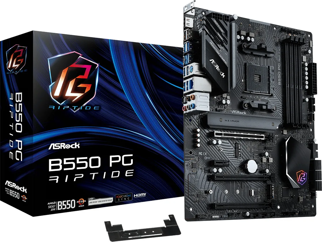ASRock B550 Phantom Gaming Riptide Motherboard ATX με AMD AM4 Socket 90-MXBGH0-A0UAYZ - Image 1