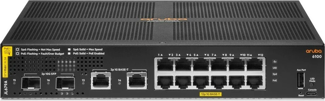 20210823095818_69cc9b19 HP Aruba 6100 Managed L2 PoE+ Switch με 12 Θύρες Gigabit (1Gbps) Ethernet και 2 SFP Θύρες - Image 1