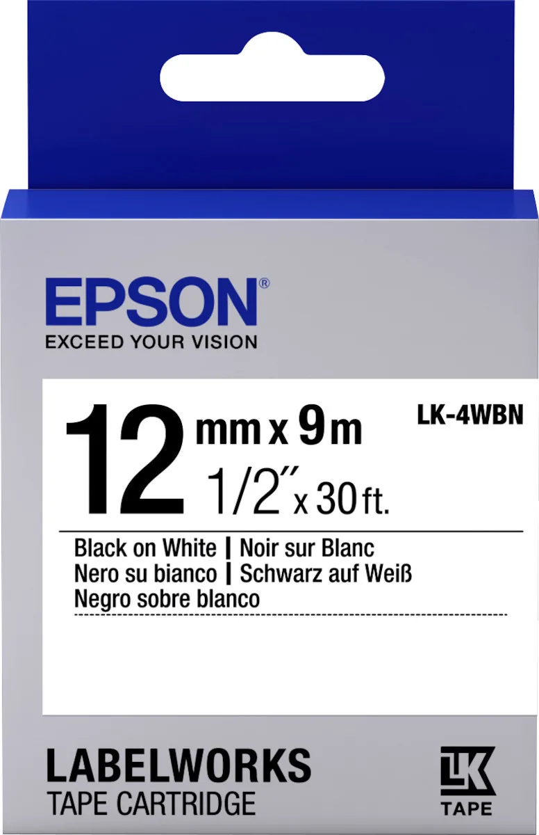 Epson LK-4WBN Ταινία Ετικετογράφου 9m x 12mm C53S654021 σε Μαύρο Χρώμα - Image 1