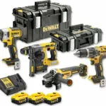 DEWALT DCK422P3 Σετ Γωνιακός Τροχός, Δραπανοκατσάβιδο, Μπουλονόκλειδο & Παλμικό Κατσαβίδι 18V με 3 Μπαταρίες 5Ah και Θήκη