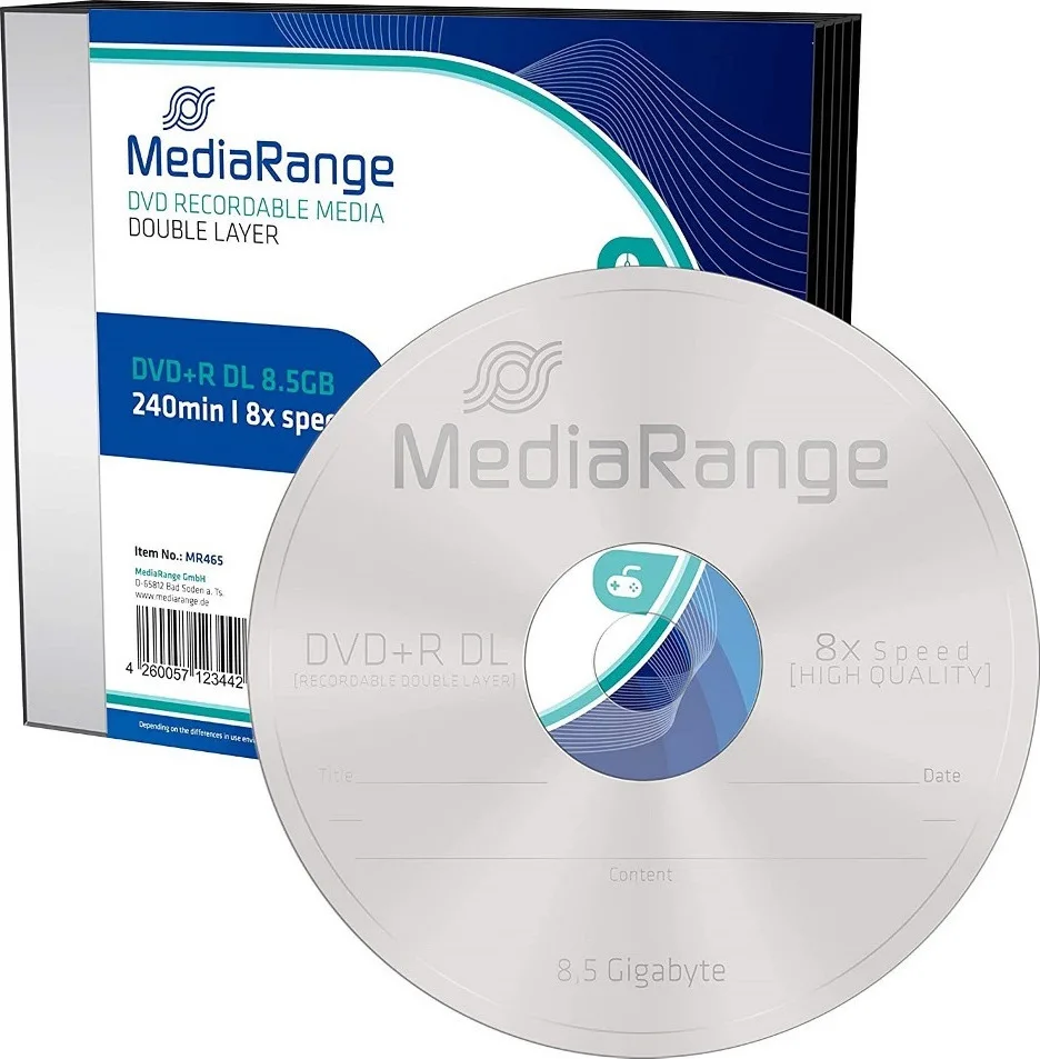 20211012092018_3115ad53 MediaRange Εγγράψιμα DVD+R 8x Dual Layer 8.5GB 5τμχ MR465 - Image 1