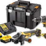 Dewalt DCK2080P2T Σετ Γωνιακός Τροχός & Κρουστικό Δραπανοκατσάβιδο Brushless 18V με 2 Μπαταρίες 5Ah και Θήκη
