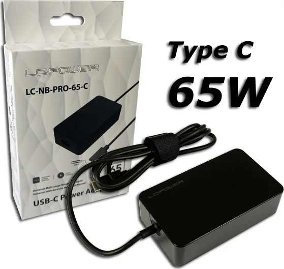 LC-Power USB-C Universal Φορτιστής Laptop 65W 20V 3.25A χωρίς Καλώδιο Τροφοδοσίας LC-NB-PRO-65-C - Image 1