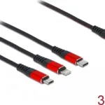 DeLock Regular USB to Lightning / Type-C / micro USB Cable Μαύρο 0.3m (86710)
