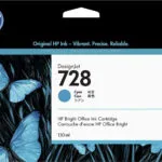 HP 728 Γνήσιο Μελάνι Εκτυπωτή InkJet Κυανό (F9J67A)