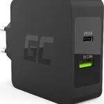 Green Cell Φορτιστής Χωρίς Καλώδιο με Θύρα USB-A και Θύρα USB-C 45W Power Delivery / Quick Charge 3.0 Μαύρος (CHAR10)