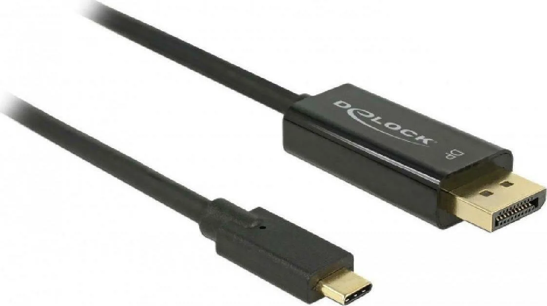 20211105085359_delock_regular_usb_3_1_cable_usb_c_male_displayport_male_mayro_2m_85256 DeLock Regular USB 3.1 Cable USB-C male - DisplayPort Male Μαύρο 2m (85256) - Image 1