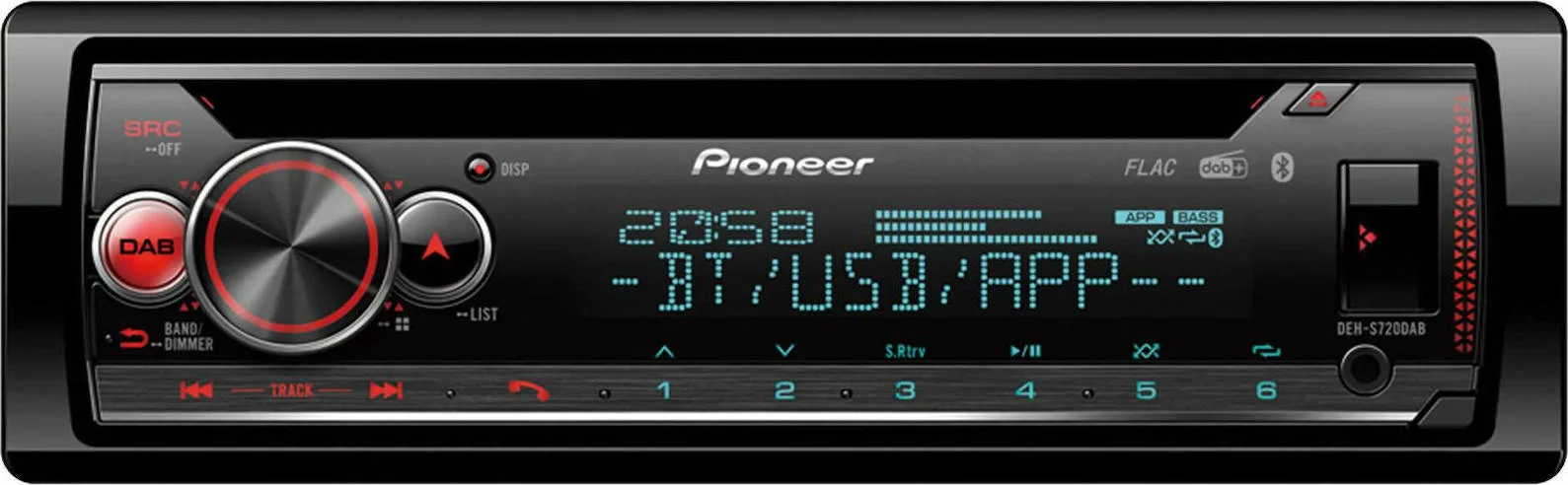 Pioneer Ηχοσύστημα Αυτοκινήτου 1DIN (Bluetooth/USB/CD) με Αποσπώμενη Πρόσοψη DEH-S720DAB - Image 1