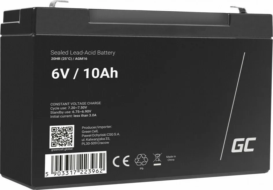 Green Cell Μπαταρία UPS με Χωρητικότητα 10Ah και Τάση 6V AGM16 - Image 1
