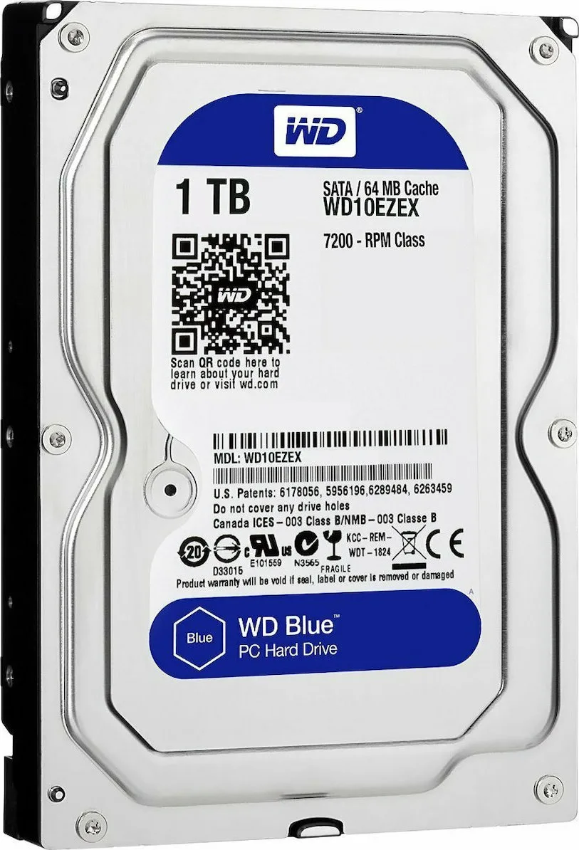 Western Digital Blue 1TB HDD Σκληρός Δίσκος 3.5" SATA III 7200rpm με 64MB Cache για Desktop WD10EZEX - Image 1