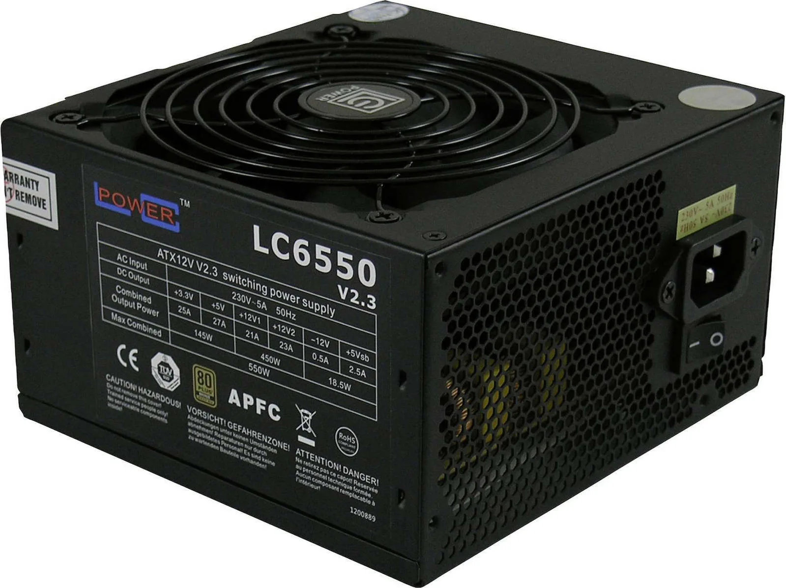 LC-Power LC6550 rev. 2.3 550W Μαύρο Τροφοδοτικό Υπολογιστή Full Wired 80 Plus Bronze - Image 1