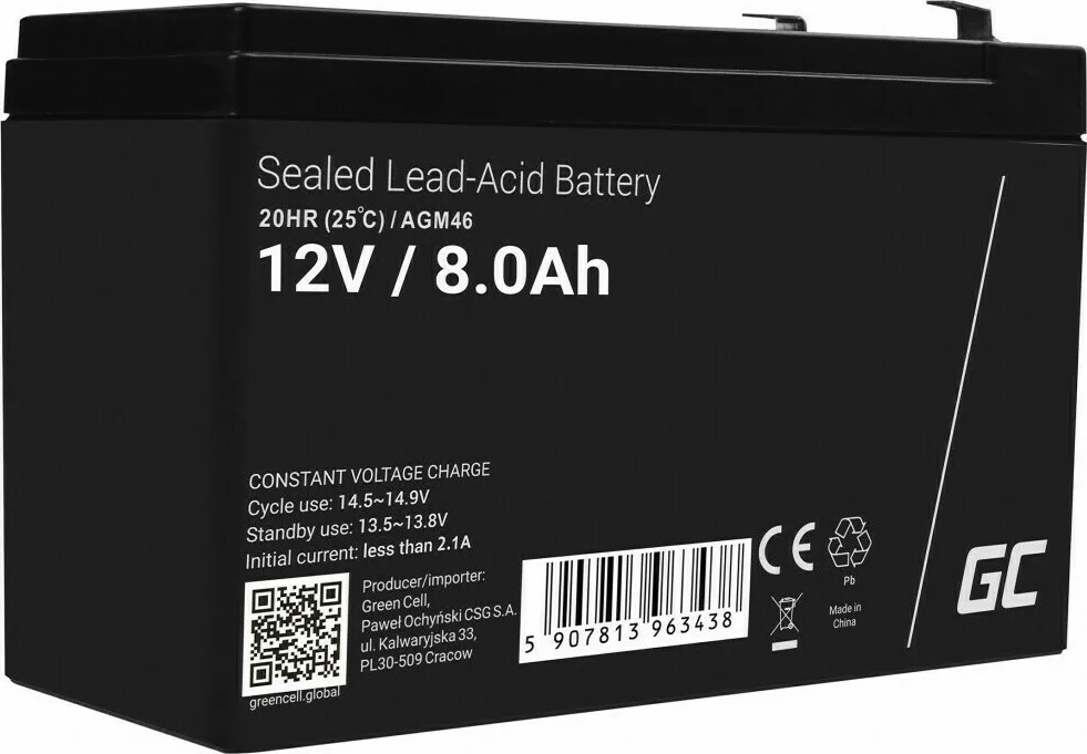 Green Cell Μπαταρία UPS με Χωρητικότητα 8Ah και Τάση 12V AGM46 1τμχ - Image 1