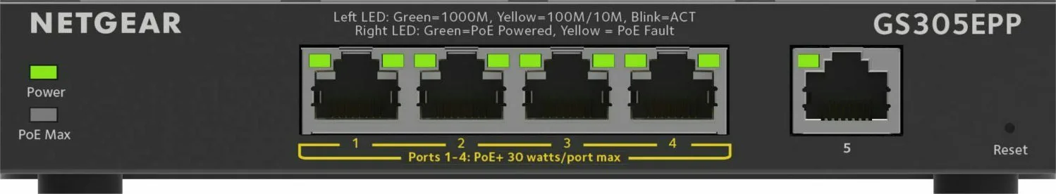 NetGear GS305EPP Unmanaged L2 PoE+ Switch με 5 Θύρες Gigabit (1Gbps) Ethernet - Image 1