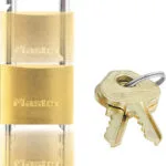 Master Lock 1950EURD Μπρούτζινο Λουκέτο Μακρύλαιμο Ρυθμιζόμενο με Κλειδί Μεταβλητού Μηκούς 50mm 195050112
