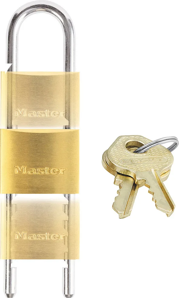 Master Lock 1950EURD Μπρούτζινο Λουκέτο Μακρύλαιμο Ρυθμιζόμενο με Κλειδί Μεταβλητού Μηκούς 50mm 195050112 - Image 1