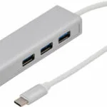 Digitus USB 3.0 Hub 3 Θυρών με σύνδεση USB-C / Ethernet Ασημί (DA-70255)