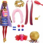 Barbie Hair Swaps Glittery Blue Κούκλα Color Reveal για 3+ Ετών HBG40