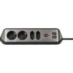 Brennenstuhl Estilo Πολύπριζο 4 Θέσεων με 2 USB-A και Καλώδιο 2m Ασημί 1153590410