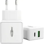 Ansmann Φορτιστής Χωρίς Καλώδιο με Θύρα USB-A και Θύρα USB-C Λευκός (HC218PD)