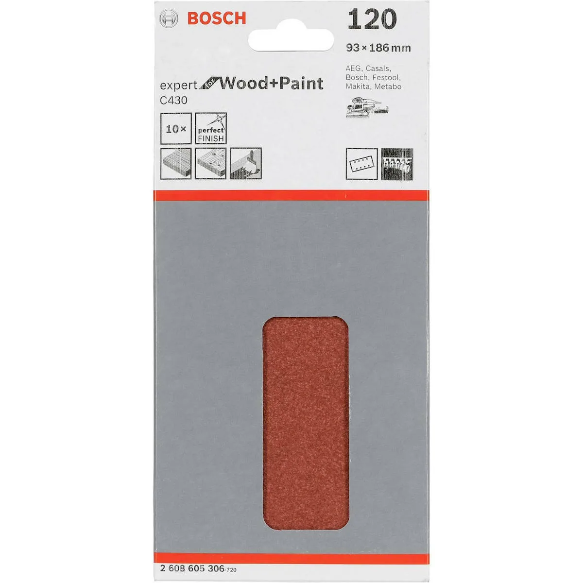 20220104160054_5d43c78f Bosch Φύλλο Λείανσης Παλμικού Τριβείου K120 με Τρύπες 93x186mm Σετ 10τμχ 2608605306 - Image 1