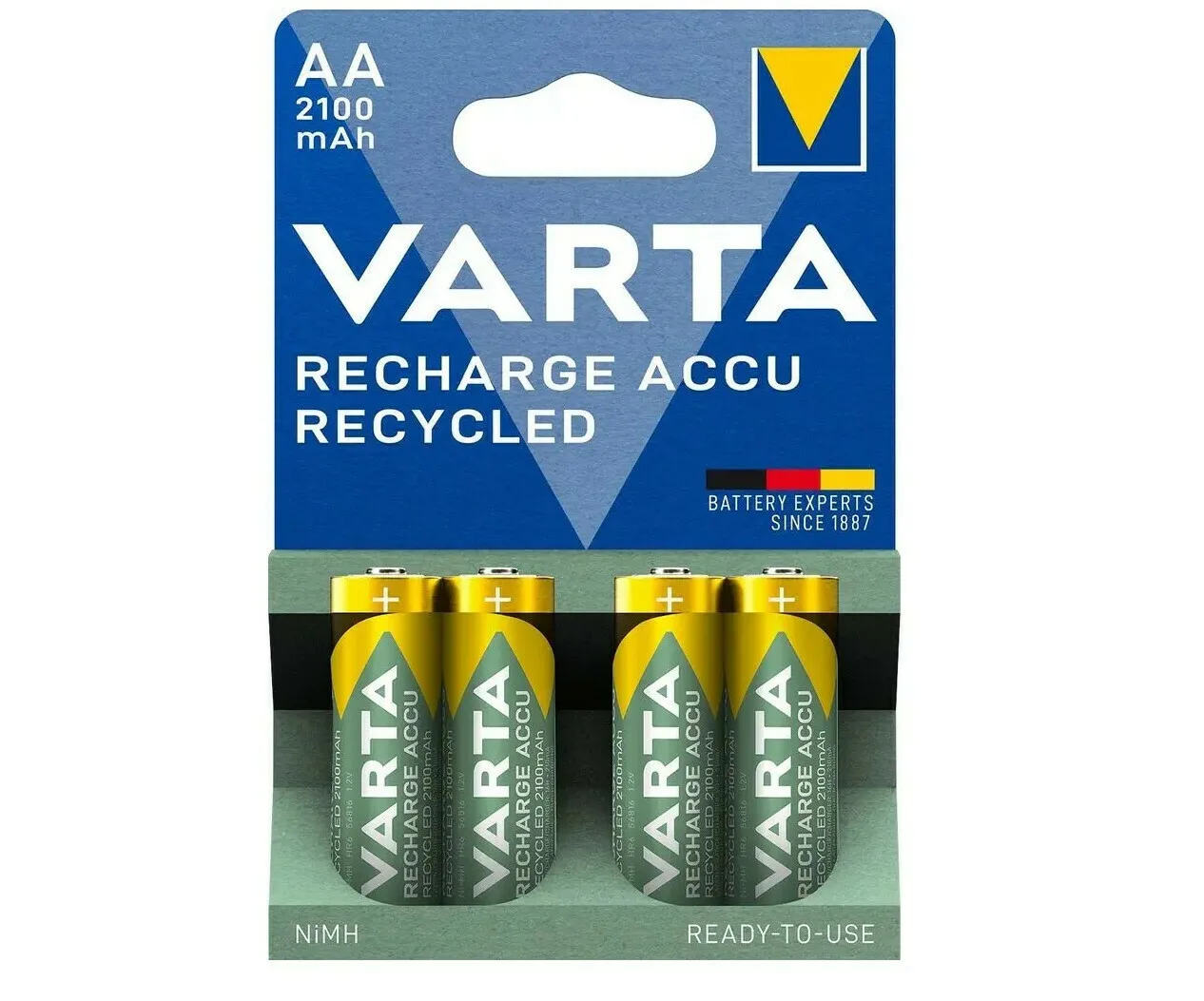 Varta Recharge Accu Recycled Επαναφορτιζόμενες Μπαταρίες AA Ni-MH 2100mAh 1.2V 4τμχ - Image 1