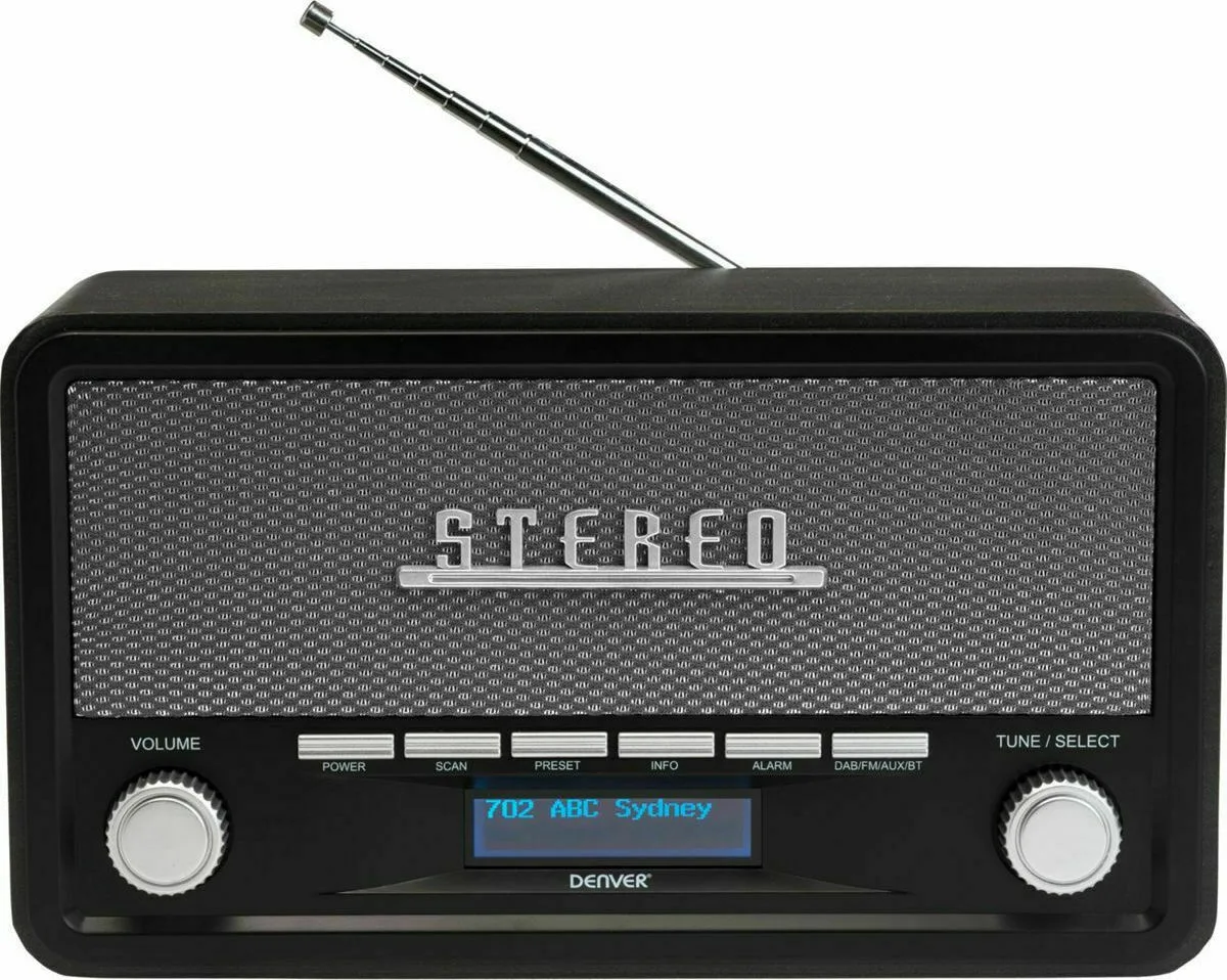 Denver DAB-18 Retro Επιτραπέζιο Ραδιόφωνο Ρεύματος / Μπαταρίας DAB+ με Bluetooth Γκρι - Image 1