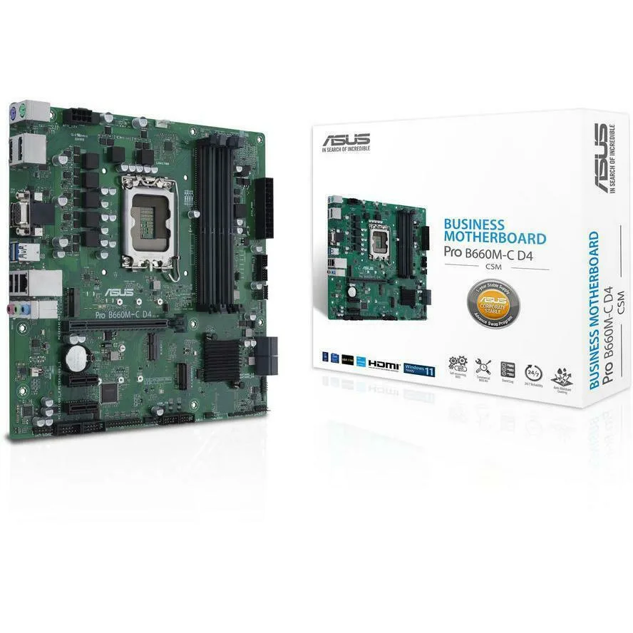 Asus Pro B660M-C D4-CSM Motherboard Micro ATX με Intel 1700 Socket - Image 1