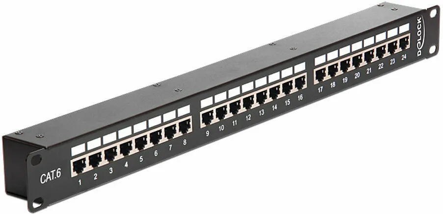 DeLock Patch Panel Shielded για Rack 1U 19" 24 Θυρών cat6 Μαύρο 43295 - Image 1