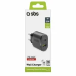 SBS Φορτιστής Χωρίς Καλώδιο με Θύρα USB-A και Θύρα USB-C 25W Power Delivery Λευκός (TETRPD20W)
