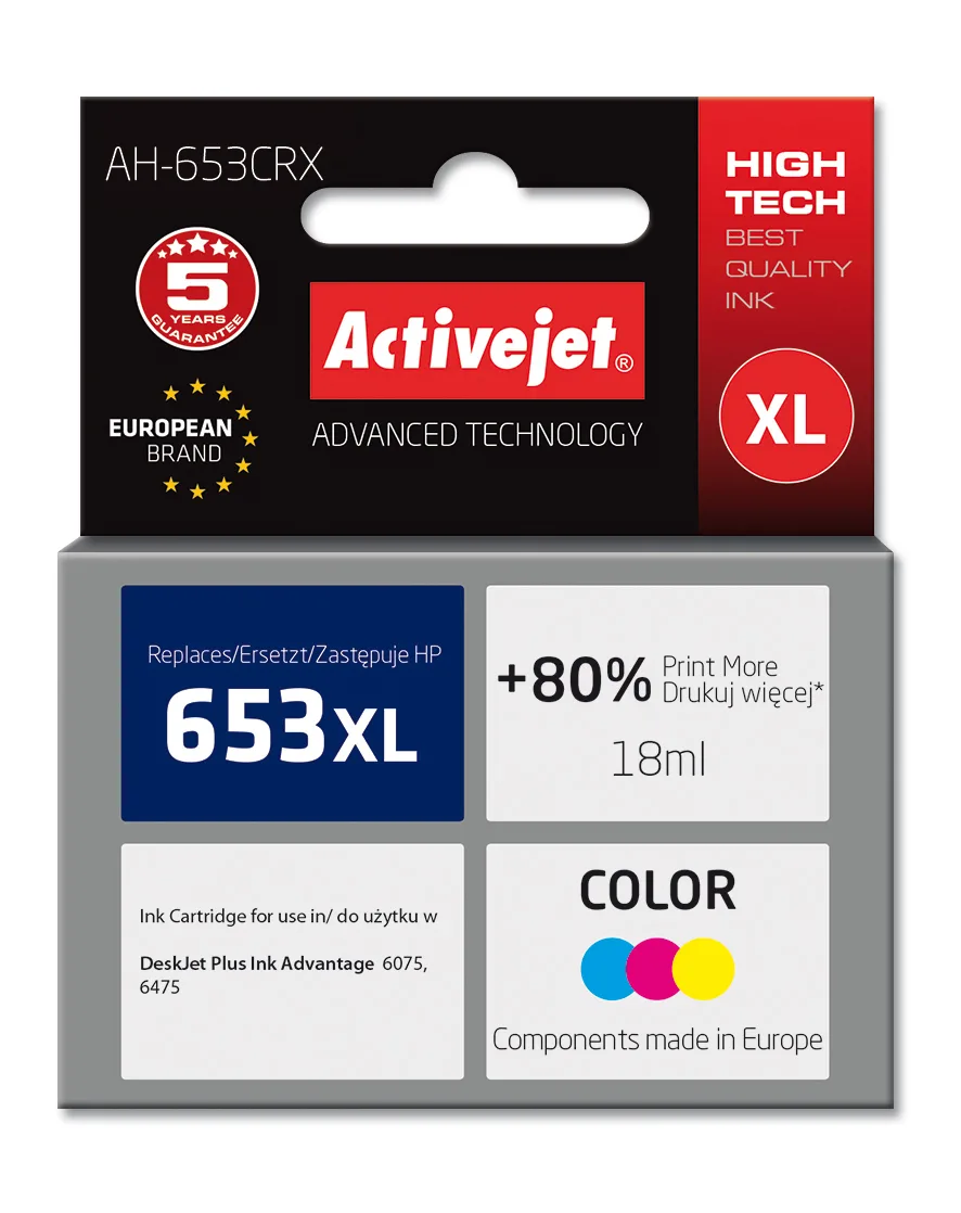 Active Jet Συμβατό Μελάνι Εκτυπωτή InkJet HP 653XL 3YM74AE 320 Σελίδων 18ml Πολλαπλό (Color) - Image 1