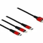 DeLock Regular USB to Lightning / Type-C / micro USB Cable Μαύρο 0.3m (85891)