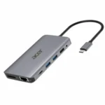 Acer USB-C Docking Station με HDMI 4K PD Ethernet και συνδεση 2 Οθονών Ασημί (HP.DSCAB.009)